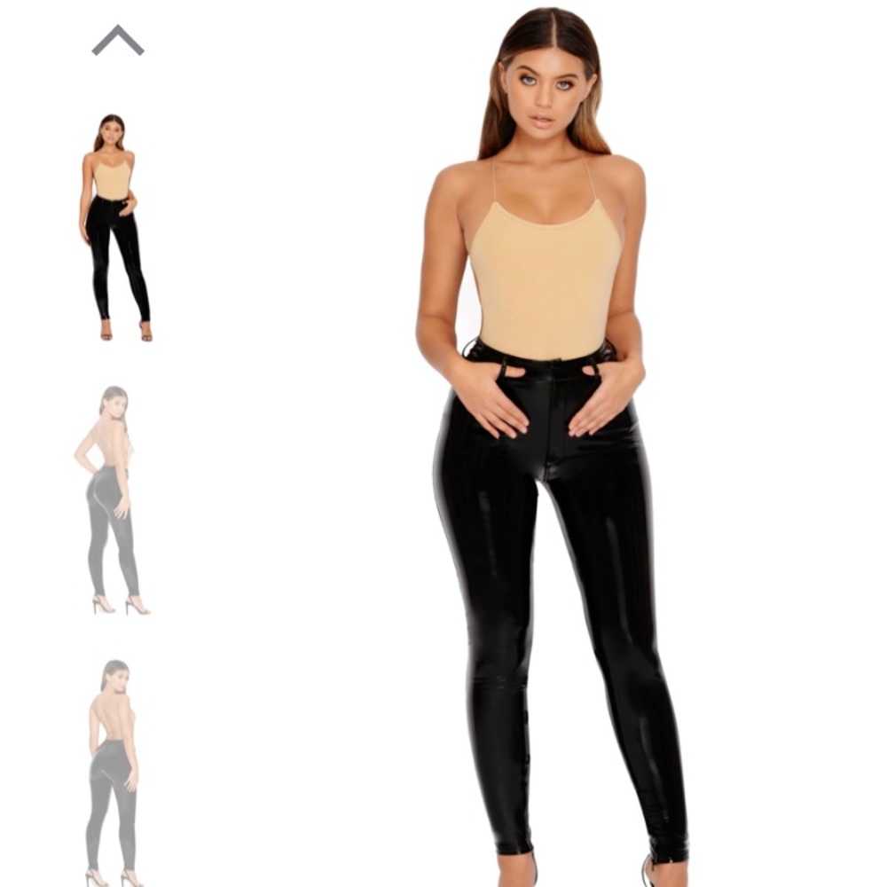 NWT OH POLLY HIGH WAISTED VINYL TROUSERS SZ UK 12